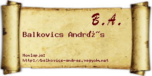 Balkovics András névjegykártya